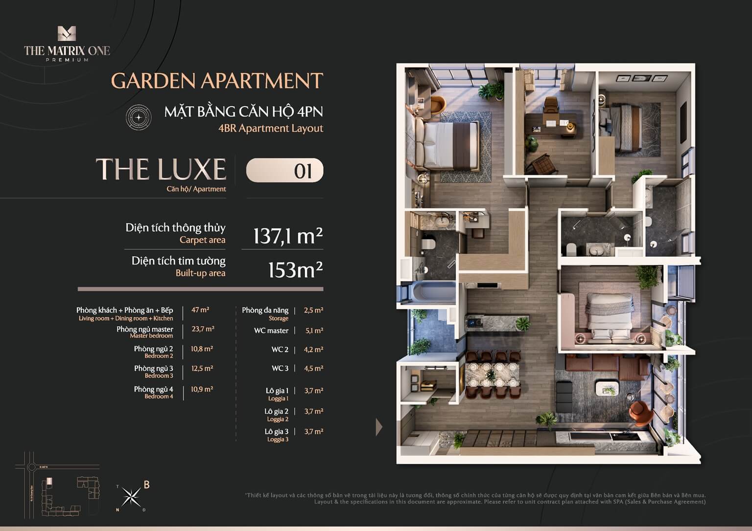 thiết kế căn hộ the matrix one premium mễ trì