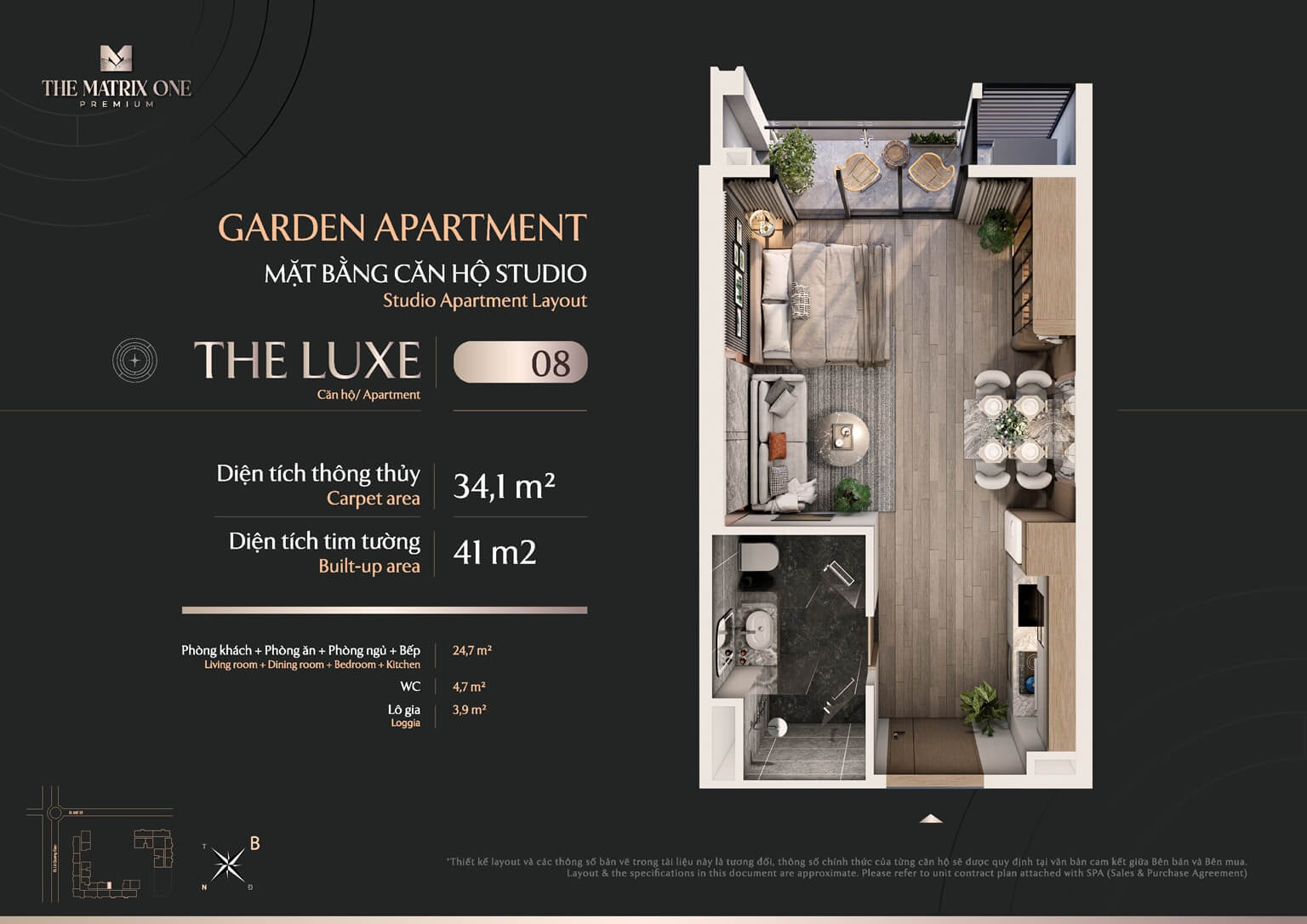 thiết kế căn hộ the matrix one premium mễ trì