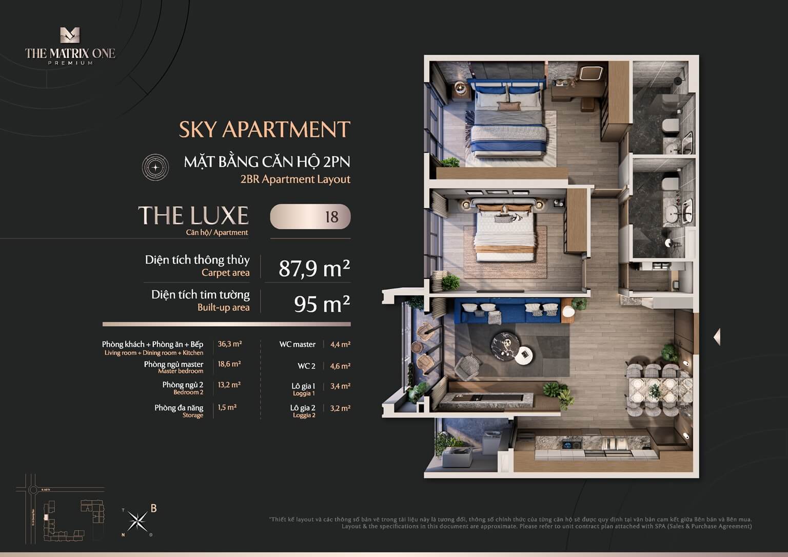 thiết kế căn hộ the matrix one premium mễ trì