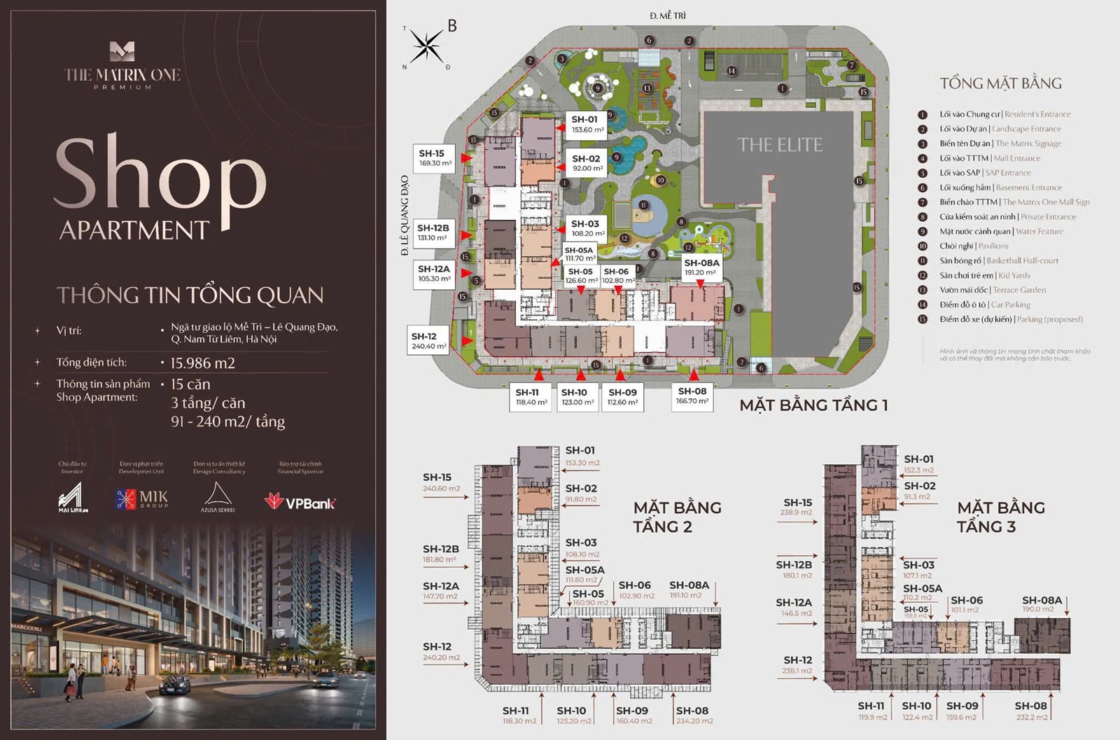 mặt bằng shophouse khối đế the matrix one premium mễ trì
