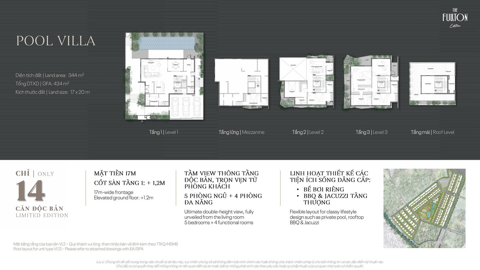 mặt bằng pool villa dự án the fullton edition capitaland